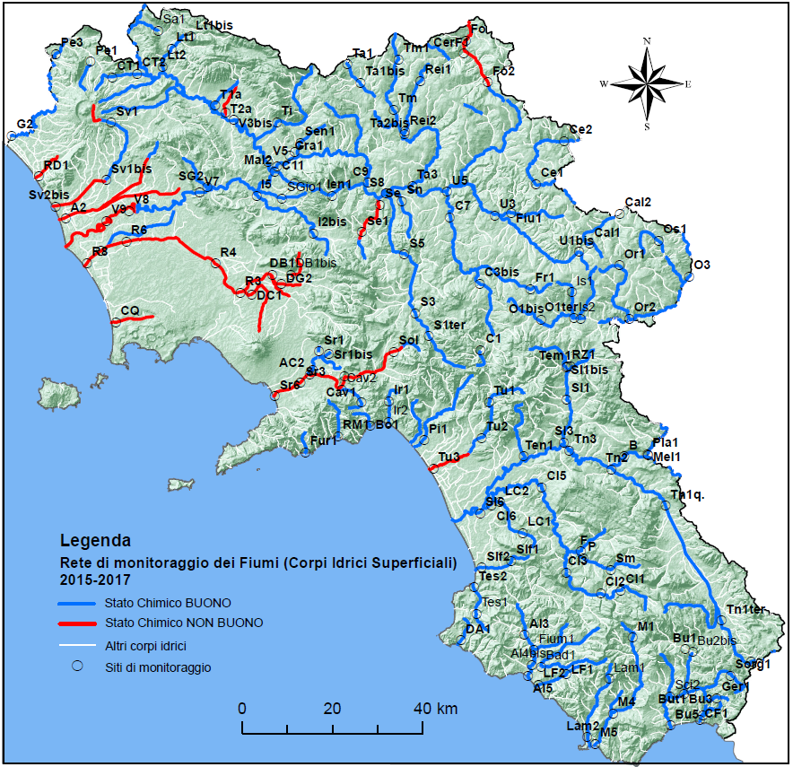 Rete di monitoraggio fiumi  (corpi idrici superficiali) 2015 2017 