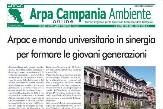 Magazine "Arpa Campania Ambiente", edizione del 30 settembre 2021